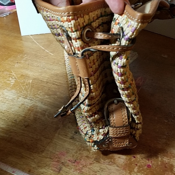 Fossil Weave & Wood Purse 14x4x8 - Picture 6 of 8